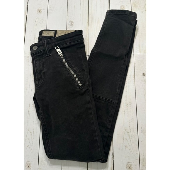 All Saints Jeans Racer Low Rise Skinny Fit Denim Pants Black Size 26‎ - Picture 1 of 7